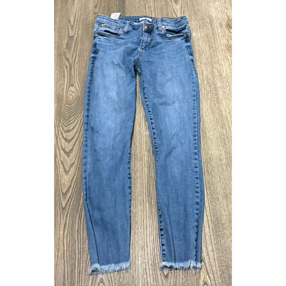 STS Blue Womens Ankle Skinny Jeans Mid Rise Denim Whisker Medium Wash Size 30